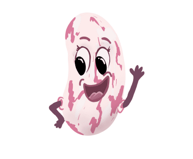 A company mascots of a bean